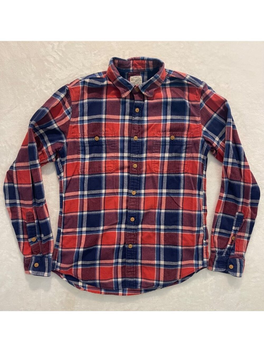 J. Crew Flannel Slim Fit Red/Blue Plaid Button Front LS Shirt Mens Medium